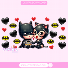 Load image into Gallery viewer, Bat and Cat Couple Glass can PNG
