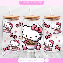 Load image into Gallery viewer, Hello cat noodles Glass can PNG
