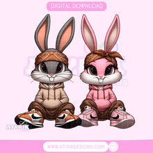 Load image into Gallery viewer, BUNDLE Grey Bunny and Pink Bunny PNG
