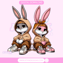 Load image into Gallery viewer, BUNDLE Grey Bunny and Pink Bunny PNG
