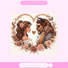 Load image into Gallery viewer, Beauty and prince Tumbler PNG

