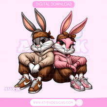 Charger l&#39;image dans la galerie, BUNDLE Grey Bunny and Pink Bunny PNG
