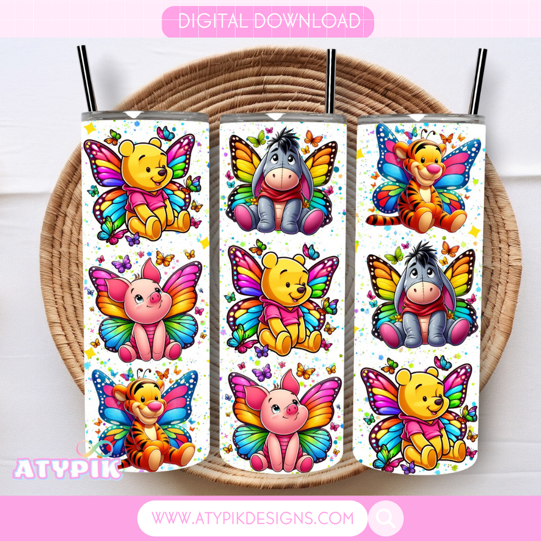Butterfly bear and friends Tumbler PNG