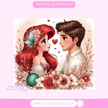 Load image into Gallery viewer, Princess mermaid and prince Tumbler PNG
